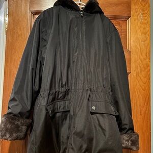 Marc New York Dark Brown Furlined Coat with Hood Size large